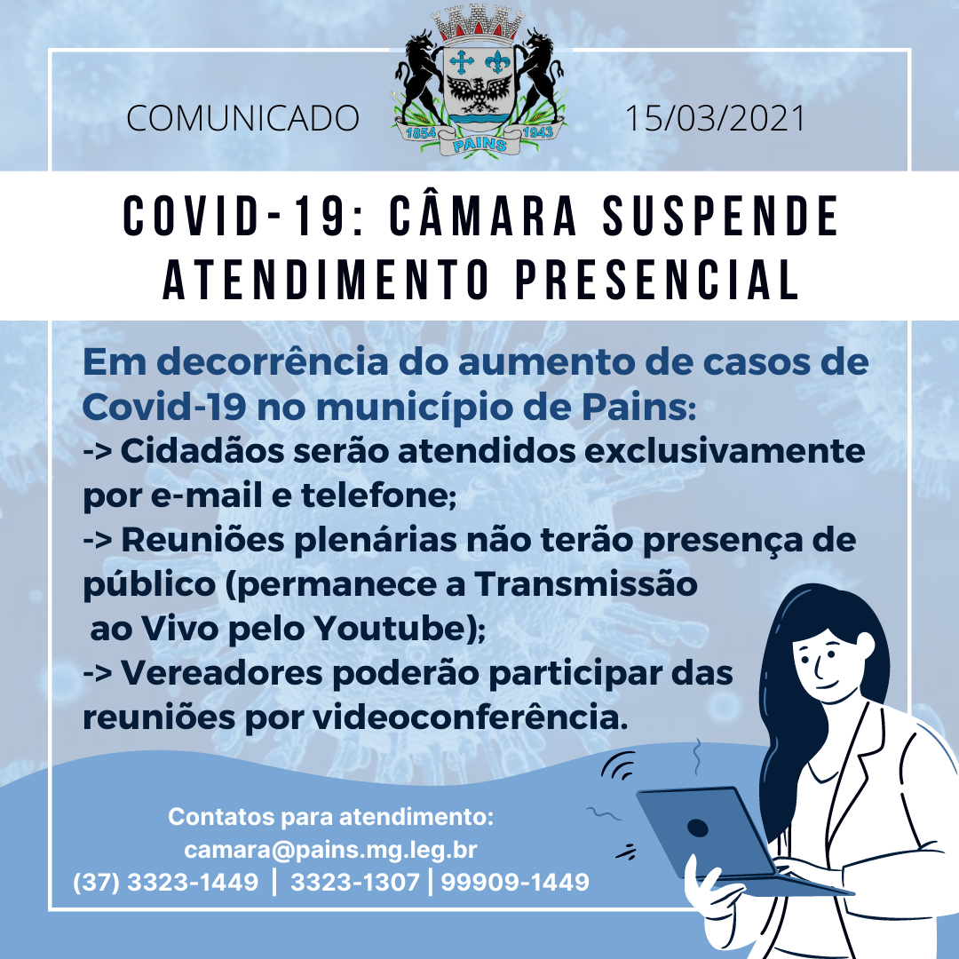 Câmara restringe presença do público devido ao aumento de casos de Covid-19