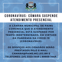 Coronavírus: Câmara suspende atendimento presencial 